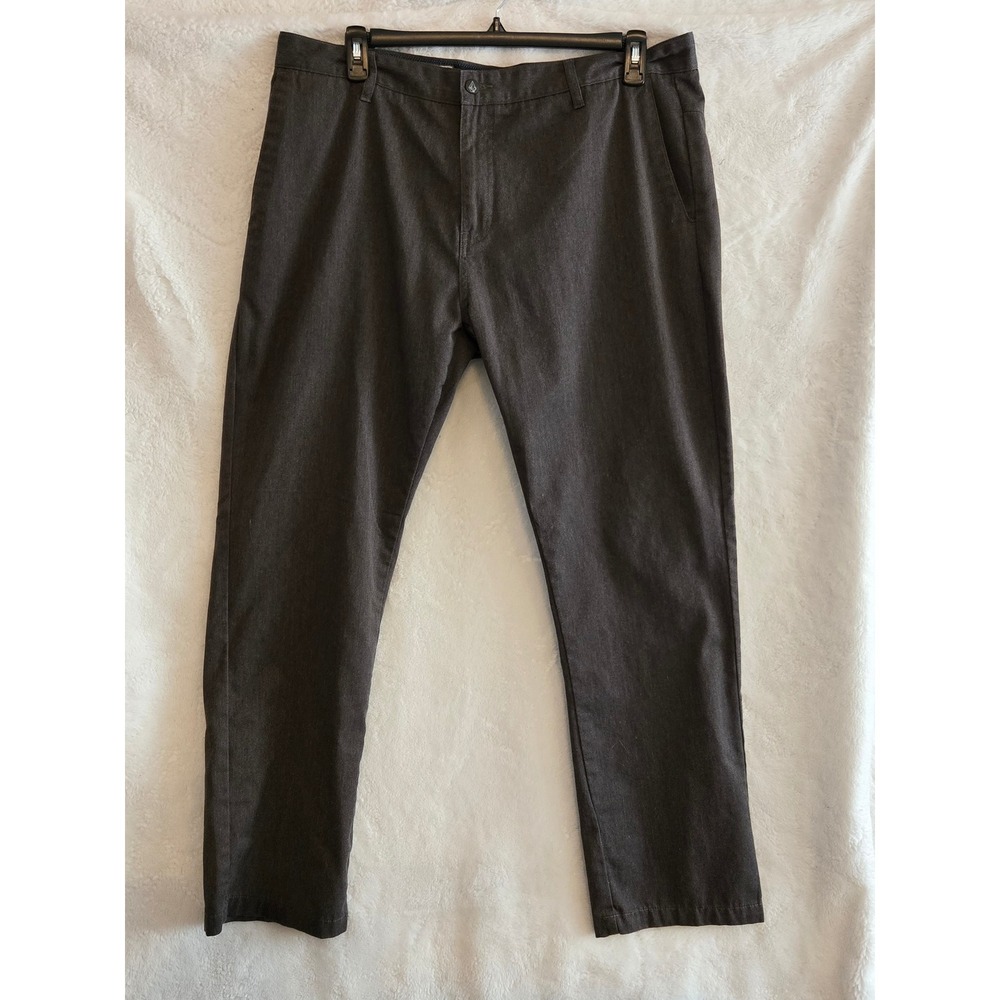 Volcom Vmonty Pant Mens 38 Charcoal Gray Heather Chino Trousers A11313S1
